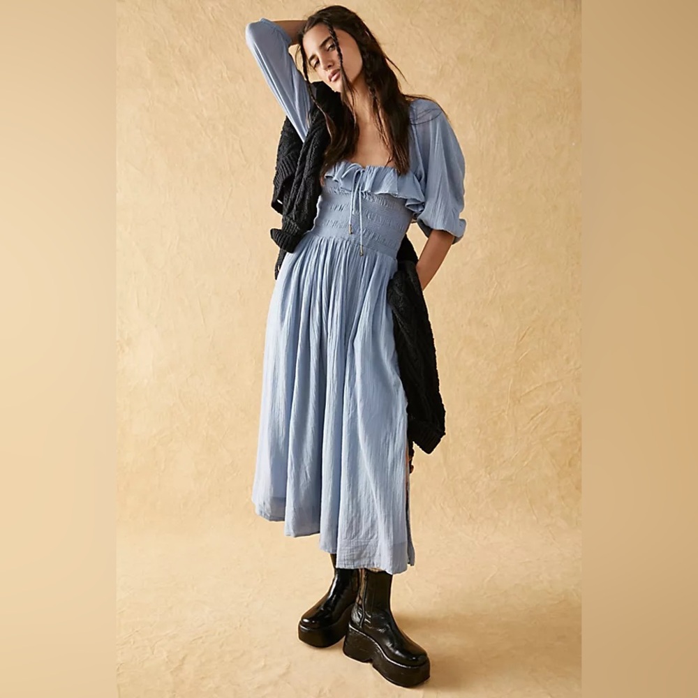 Free people oasis midi dress in color autumn sky size Small NWT